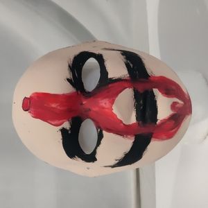 Hand painted OOAK smiling bullet hole creepy paper mask